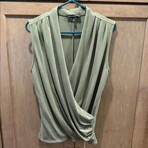 Banana Republic Sage Green Sleeveless Draped Surplice Top